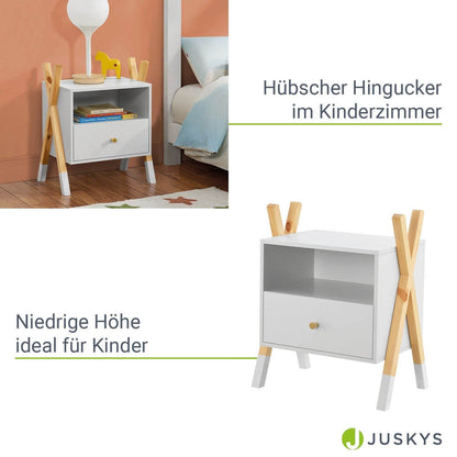 Kinder Nachttisch Jamie in Weiss - Natur - Palo24