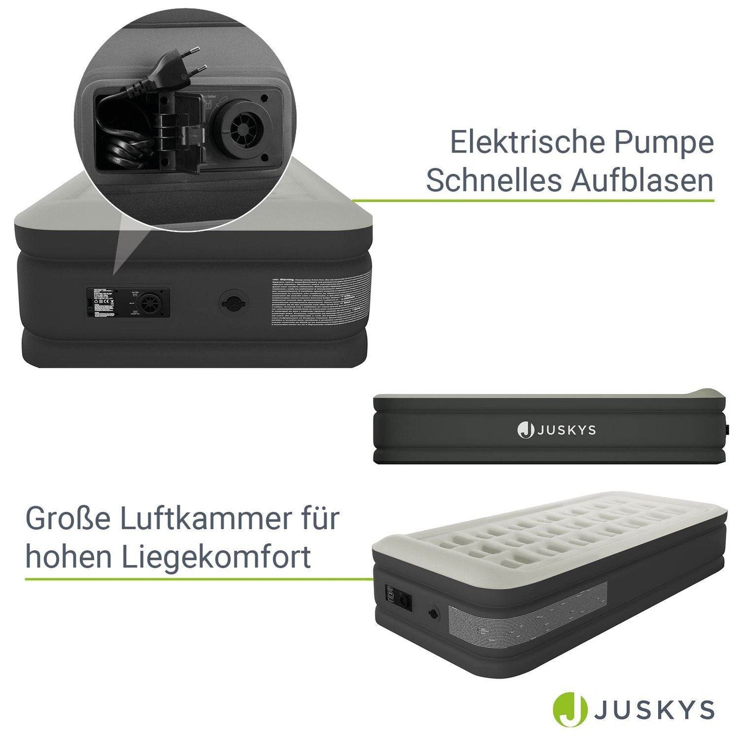 Luftbett Sapri M mit integrierter Pumpe - Grau/Anthrazit - Palo24