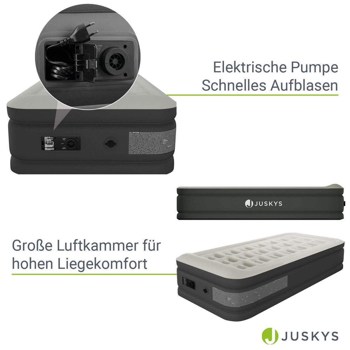 Luftbett Sapri M mit integrierter Pumpe - Grau/Anthrazit - Palo24