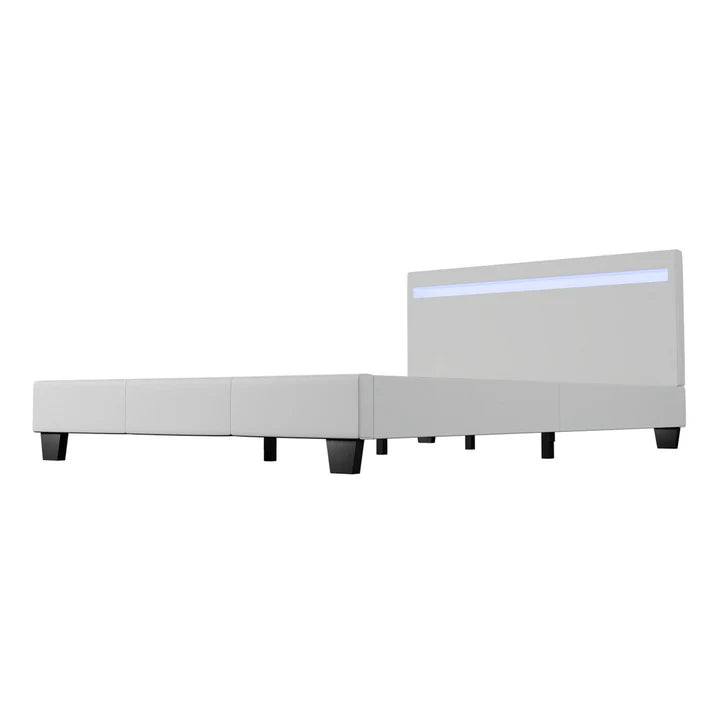 Polsterbett Verona 120 x 200 cm mit LED Beleuchtung in weiss