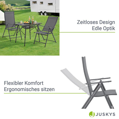 Gartenstuhl Calena 2er Set - 7-Fach verstellbare Rückenlehne - Anthrazit - Palo24