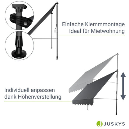 Klemmmarkise Kapstadt 300x120 cm Grau - Palo24