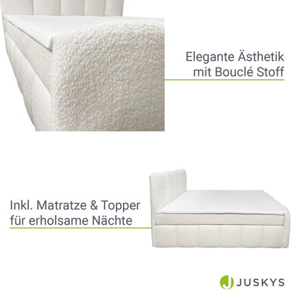 Boxspringbett Manitoba 180x200 cm mit Bettkasten Creme