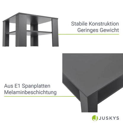 Couchtisch in Dunkelgrau 60x60 cm 2 Ebenen