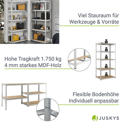 2er Set Lagerregal Schwerlastregale "Basic" 180 x 90 x 40 cm
