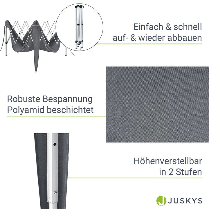 Faltpavillon Vivara 3x3 m in Grau mit Tragetasche
