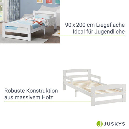 Letto per ragazzi 90 x 200 cm letto in legno Arona con rete a doghe bianco
