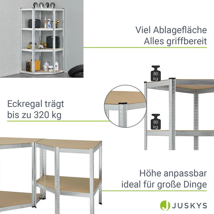 Mensola angolare portaoggetti "Corner Easy" 160 x 75 x 40-75 cm