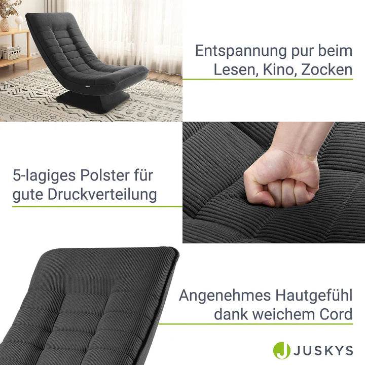 Relaxsessel Korsika mit Cord 360° drehbar Grau - Palo24
