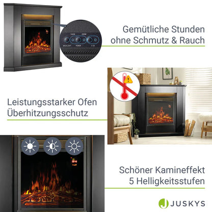 Elektrischer Eckkamin Flammeneffekt Schwarz