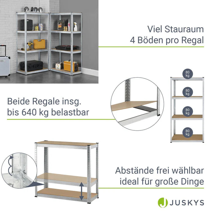Set di 2 ripiani portaoggetti "Easy" 160 x 80 x 40 cm