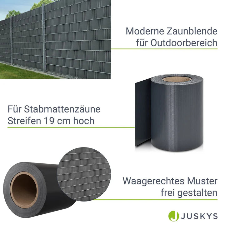 Pannello di recinzione con strisce di privacy in PVC color antracite, set da 4