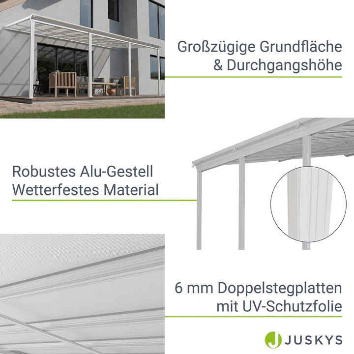 Terrassenüberdachung Terrassendach Borneo 6x3 m Weiss