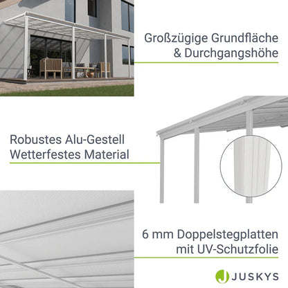 Terrassenüberdachung Terrassendach Borneo 6x3 m Weiss