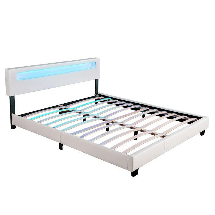 LED Polsterbett Paris 180x200 cm mit Lattenrost Weiss