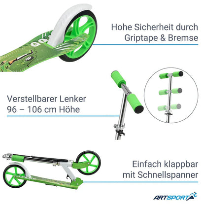Cityroller Scooter mit XXL Rädern, Fußständer Hinterradreibungsbremse - Palo24
