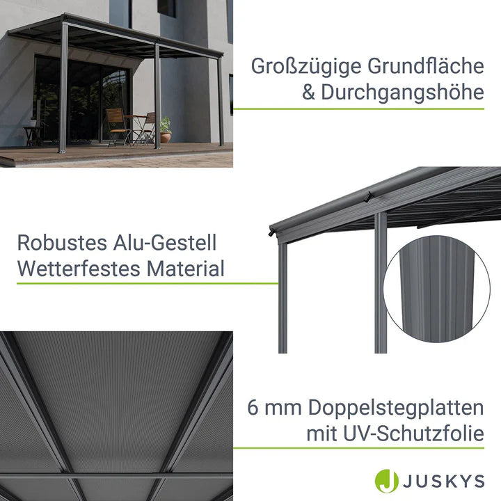 Terrassendach Borneo 4 x 3 m dunkelgrau