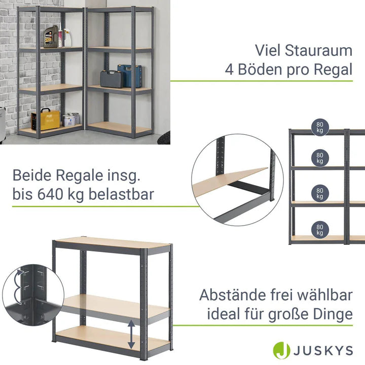 Scaffale portaoggetti Easy Set da 2 160 x 80 x 40 cm Grigio