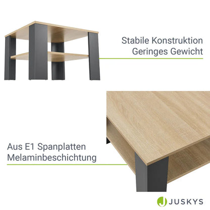 Couchtisch in Grau mit Holzoptik 60x60 cm