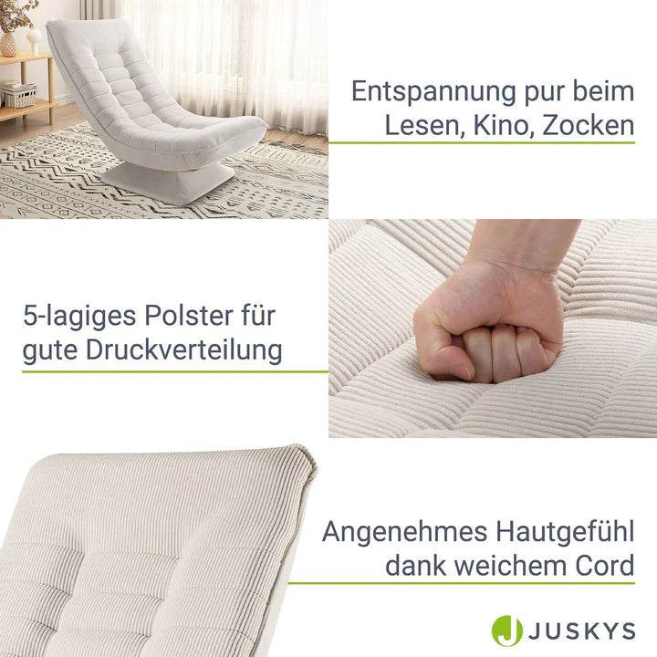 Relaxsessel Korsika mit Cord 360° drehbar Beige - Palo24