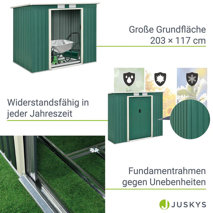Abri à outils en métal Abri à outils M avec toit en appentis en vert foncé