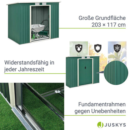 Abri à outils en métal Abri à outils M avec toit en appentis en vert foncé