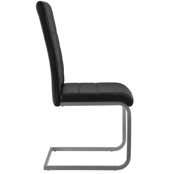 Lot de 4 chaises cantilever Vegas en simili cuir noir