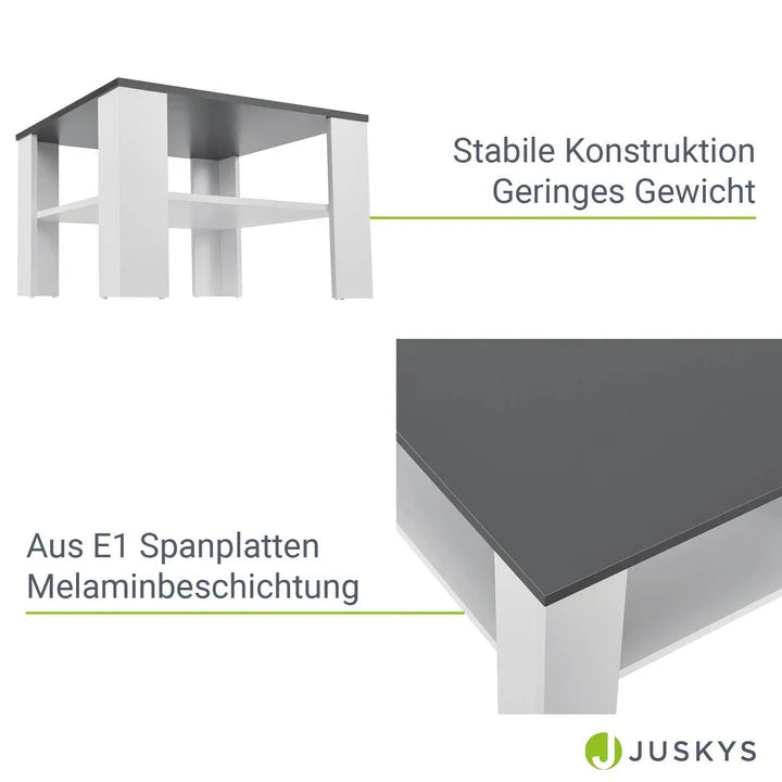 Couchtisch 60x60 cm Weiss Dunkelgrau