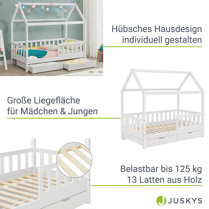 Letto per bambini Marli 80 x 160 cm con contenitore e rete a doghe bianco