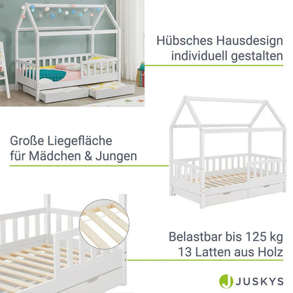Letto per bambini Marli 80 x 160 cm con contenitore e rete a doghe bianco