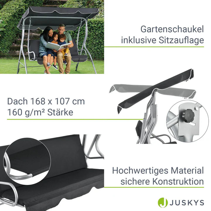 Hollywoodschaukel Cecina 3-Sitzer beschichtetes Stahlgestell in grau
