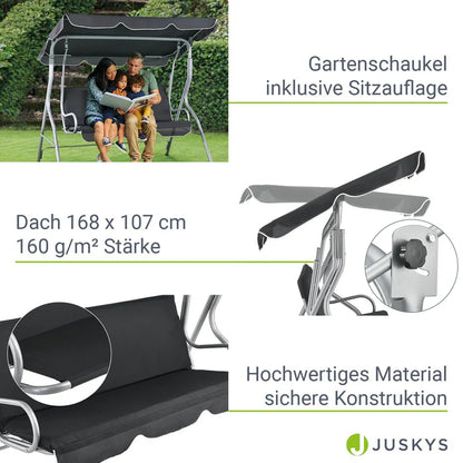 Hollywoodschaukel Cecina 3-Sitzer beschichtetes Stahlgestell in grau