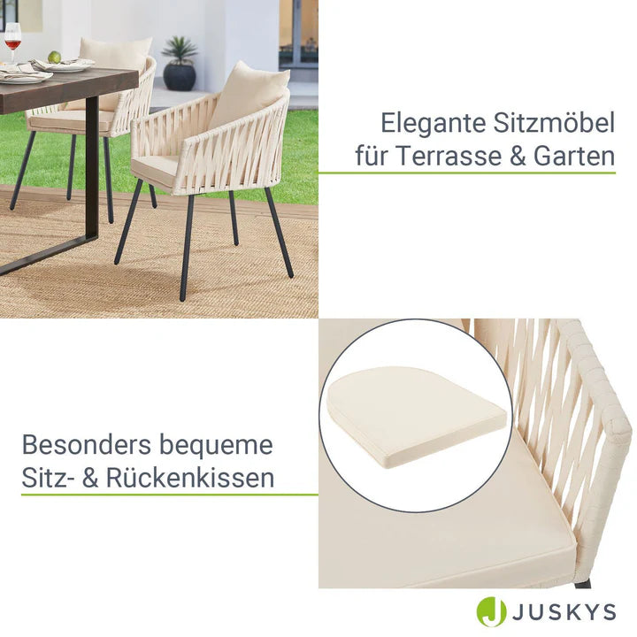 2er-Set Rope Gartenstühle Inkl. Kissen Beige - Palo24