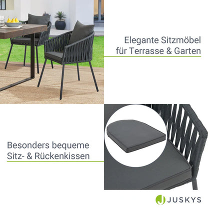 2er-Set Rope Gartenstühle Inkl. Kissen Dunkelgrau - Palo24