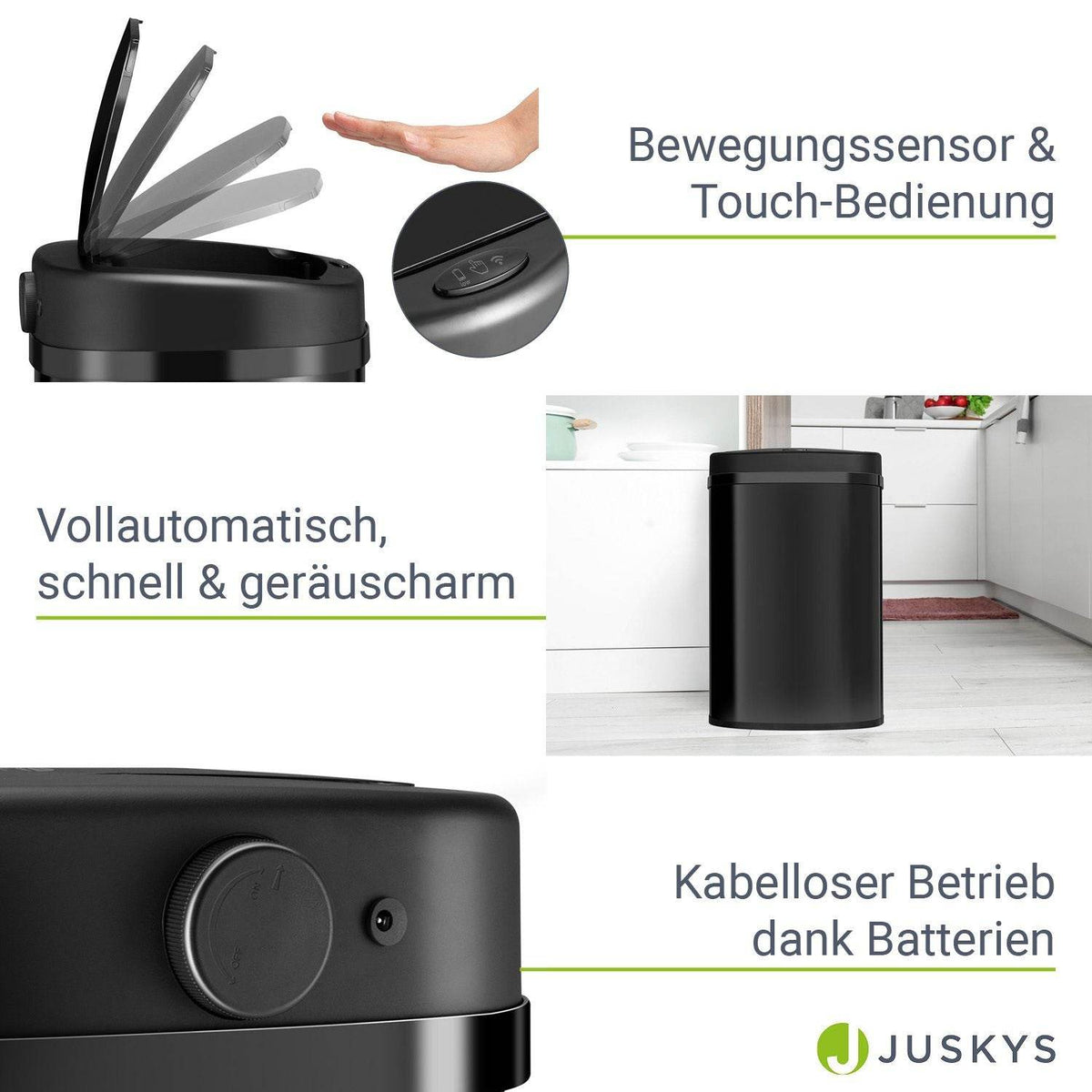Automatischer Mülleimer mit Sensor - 50L Schwarz - Palo24