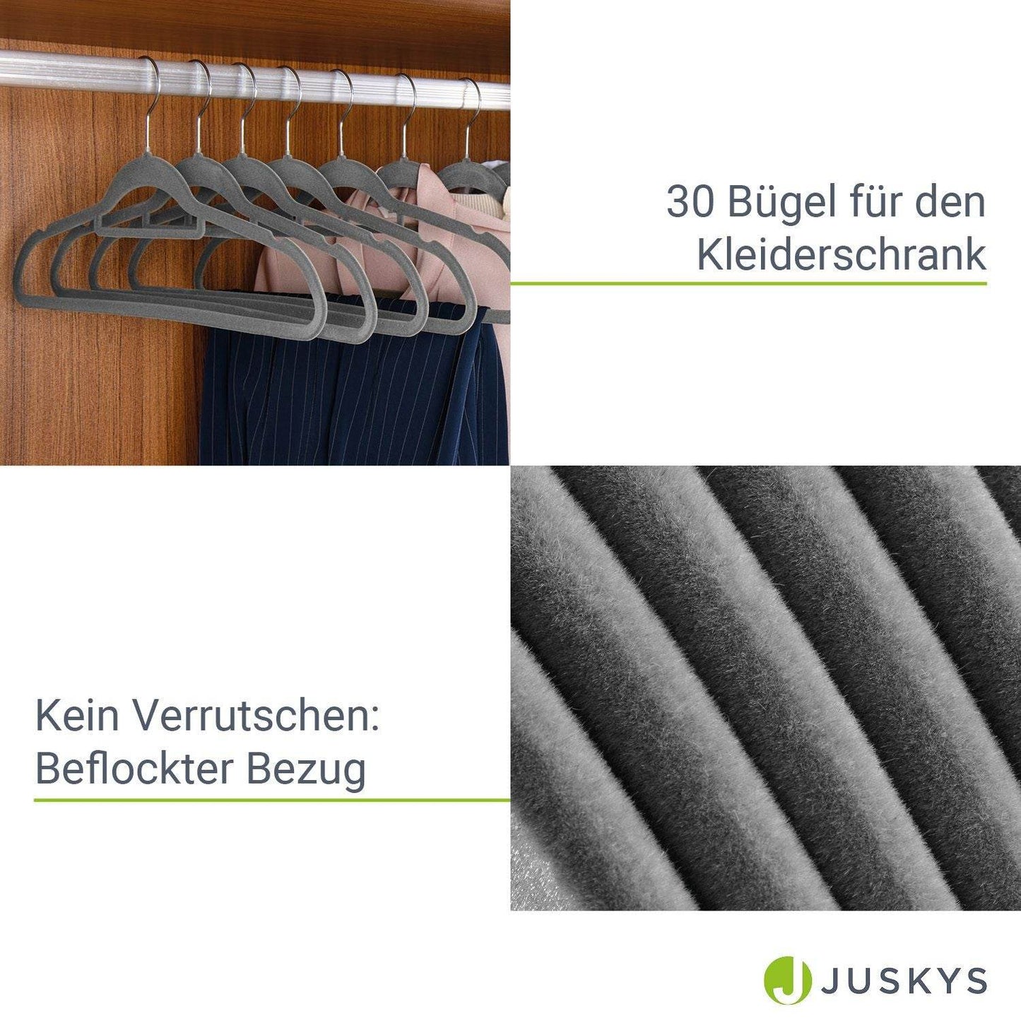 Kleiderbügel Samt 30er Set Grau - Palo24