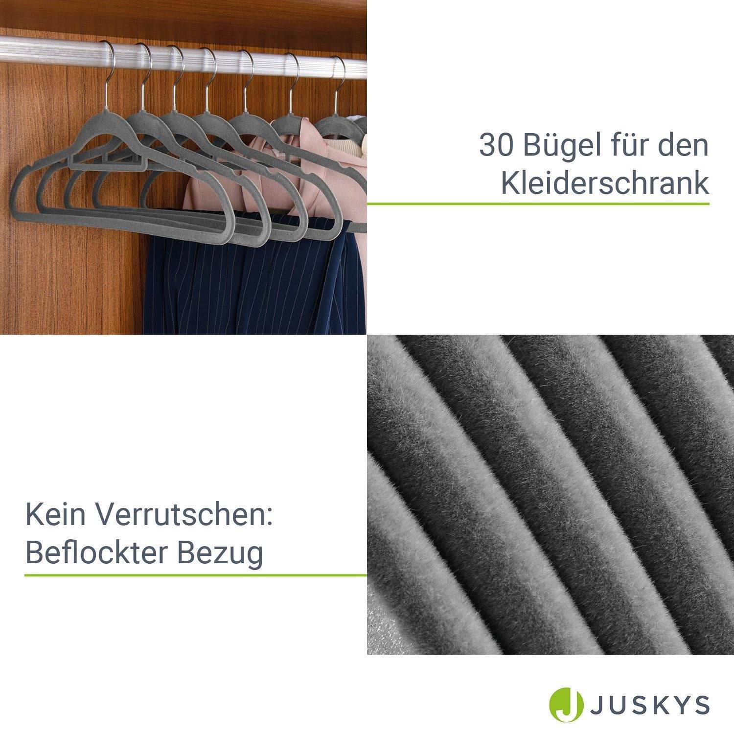 Kleiderbügel Samt 30er Set Grau - Palo24