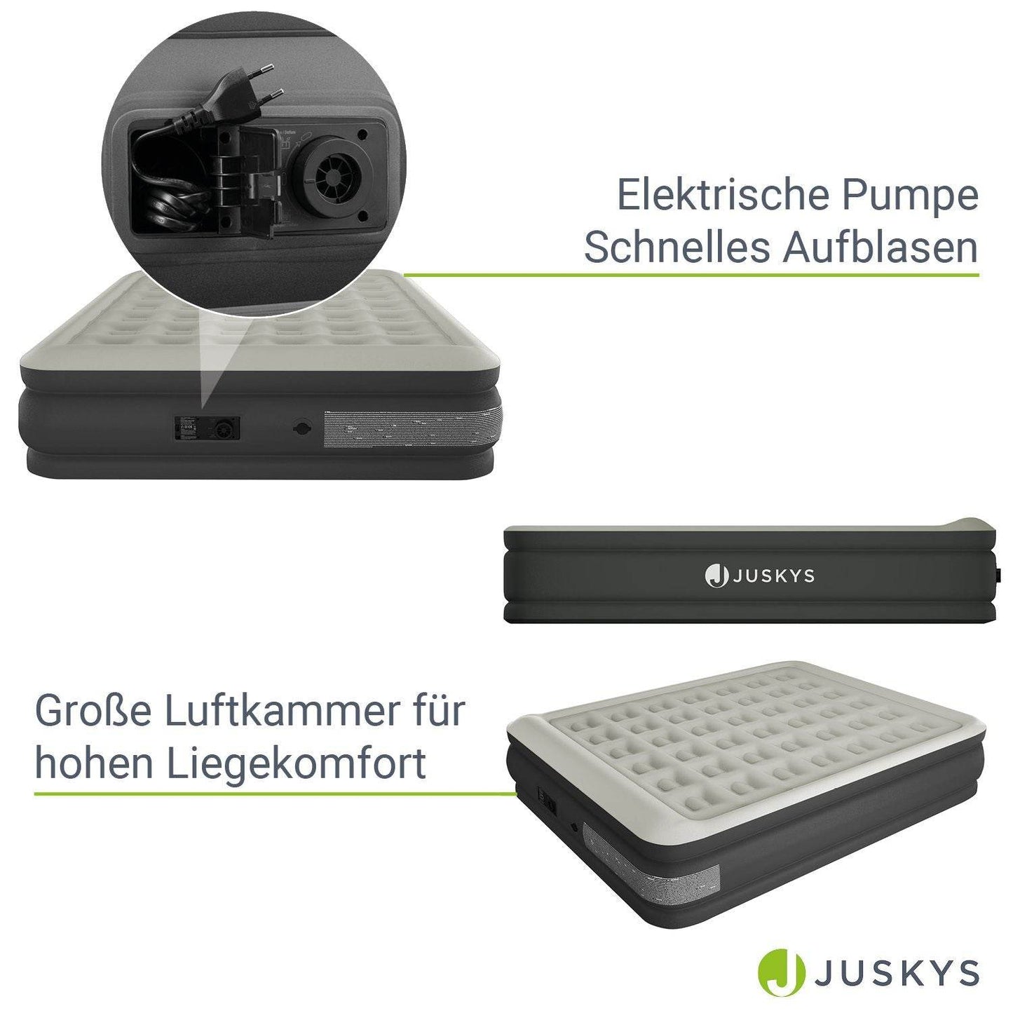 Luftbett Sapri L mit integrierter Pumpe - Grau/Anthrazit - Palo24