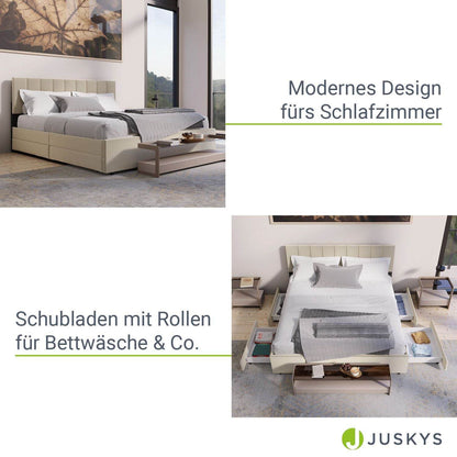 Polsterbett Soria mit Schubladen 180 x 200 Beige - Palo24