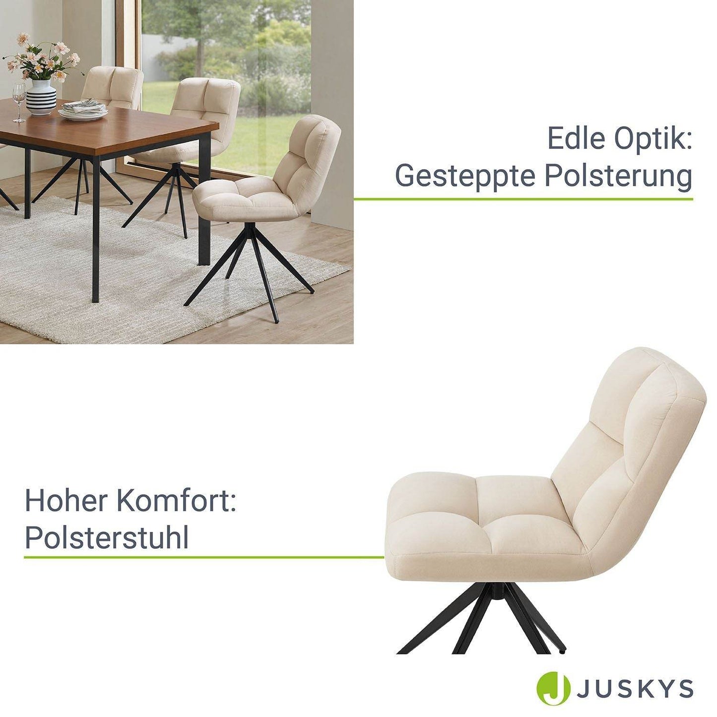 Drehstuhl Dallas 2er Set Samt Beige - Palo24