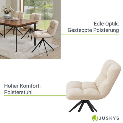 Drehstuhl Dallas 2er Set Samt Beige - Palo24