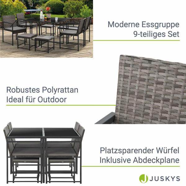 Polyrattan Sitzgruppe Bahamas L in Grau Industrial Design - Palo24
