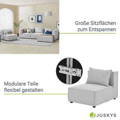 Modulares Sofa Domas XL - 4 Sitzer & Kissen - Stoff Hellgrau - Palo24