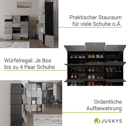 Würfel Schuhregal für bis zu 48 Paar Schuhe - Schwarz - Palo24