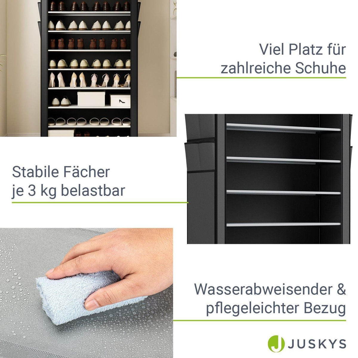 Schuhschrank L aus Stoff 9 Ebenen Grau - Palo24