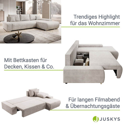 Sofa Iseo Rechts mit Schlaffunktion - Beige - Palo24
