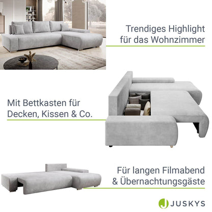 Sofa Iseo Rechts mit Schlaffunktion - Hellgrau - Palo24
