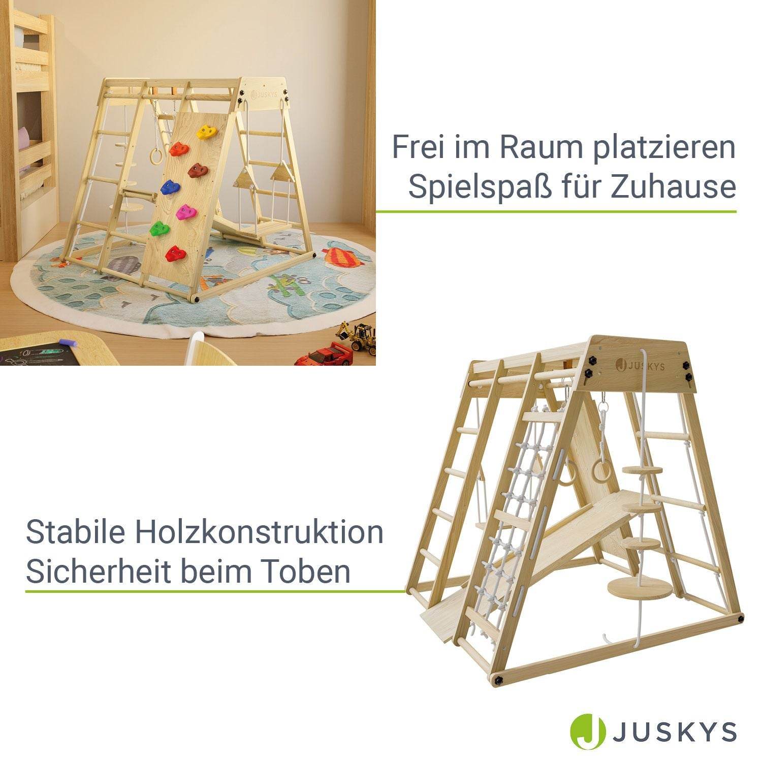 Maxi Klettergerüst für Kinder mit Rutsche - Natur - Palo24