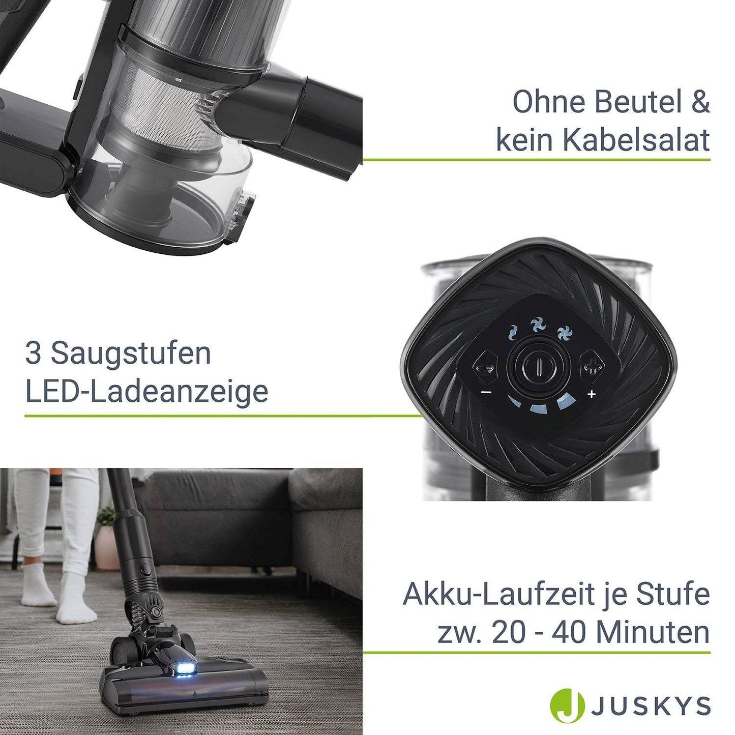 2-in-1-Akkustaubsauger VC2101 - Schwarz - Palo24