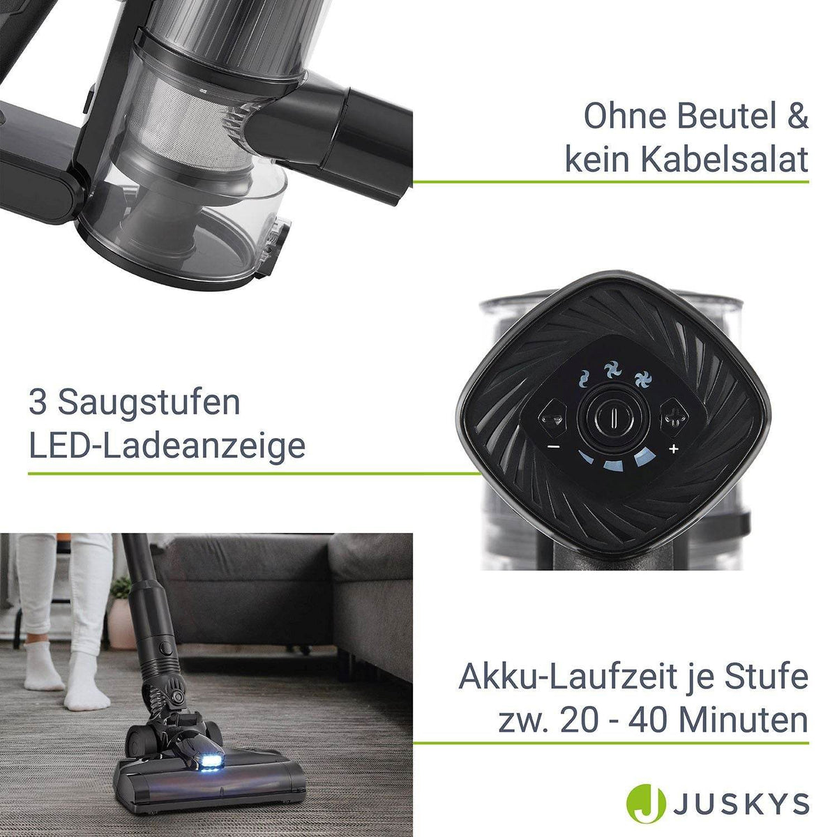 2-in-1-Akkustaubsauger VC2101 - Schwarz - Palo24